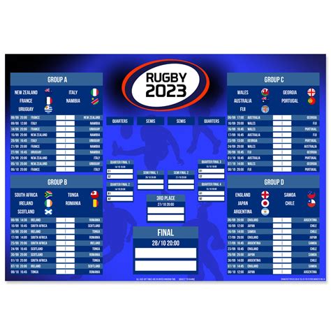 Rugby World Cup Fixtures Calendar - Shara Delphine