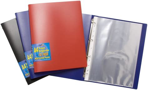 Buy A4 Project 4 Ring Binder Ringbinder Folder + 10 Free Clear Plastic Pockets Online at ...