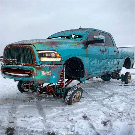 Lifted Dodge Ram on Tiny Car Wheels Can't Be Unseen, Does Snow Burnouts ...