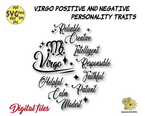 Virgo Svg File Virgo Positive and Negative Personality Traits - Etsy