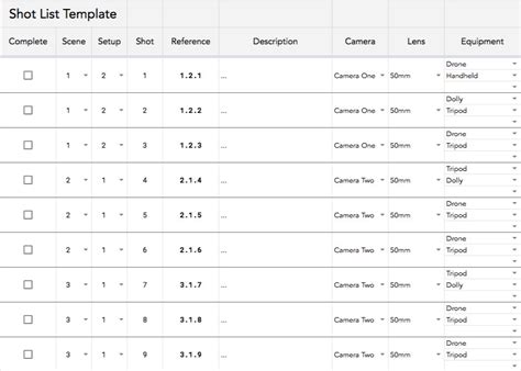 Shot List Template: How to Make a Shot List (Google Sheets) | Boords