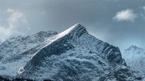 mountain, peak, snowy, slope, landscape, 4k HD Wallpaper