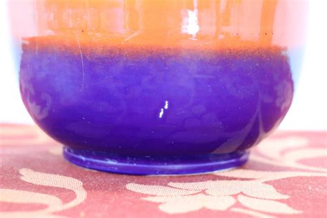 20th Century Italian Vintage Artistic Vase in Ceramic Blue and Orange Color at 1stDibs | blue ...
