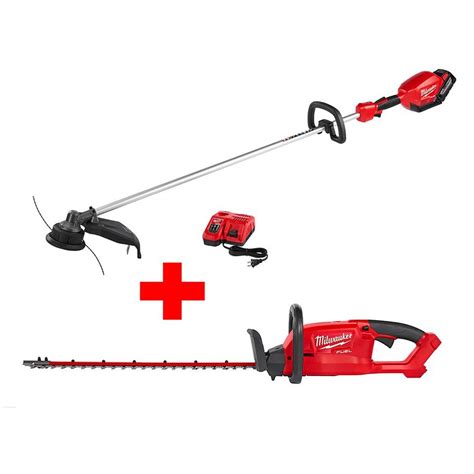 Milwaukee M18 FUEL 18-Volt Lithium-Ion Brushless Cordless String Trimmer Kit with Hedge Trimmer ...