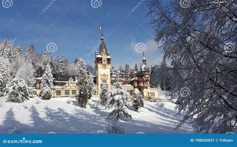 Peles Castle - winter stock image. Image of signs, sinaia - 108026031