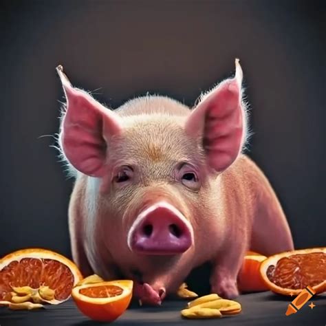 Pig eating orange nuts on Craiyon