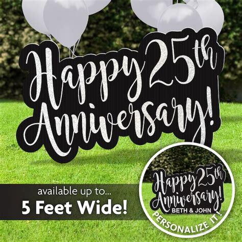 Happy 25th Anniversary Sign Silver Anniversary Sign - Etsy