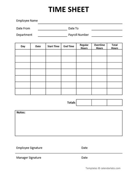 Printable Timesheets For Employees - Free Printable Templates