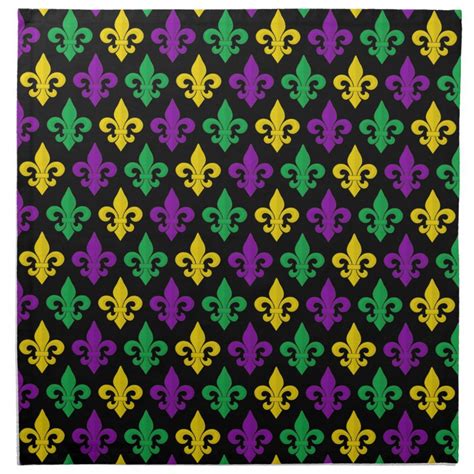 Mardi Gras Green Gold Purple Fleur-de-lis Pattern Cloth Napkin | Zazzle | Mardi gras background ...