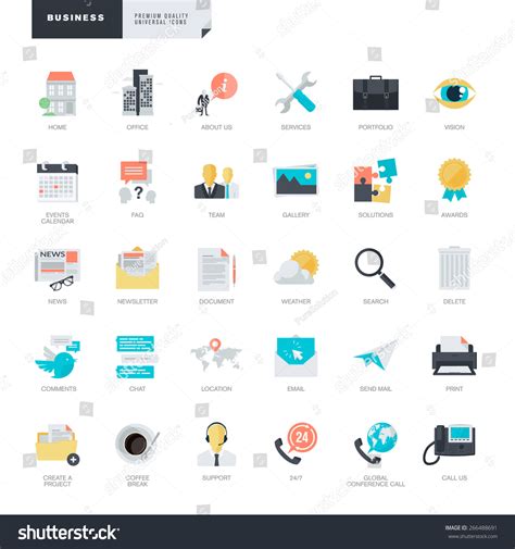 Set Flat Design Style Business Icons Stock Vector (Royalty Free ...