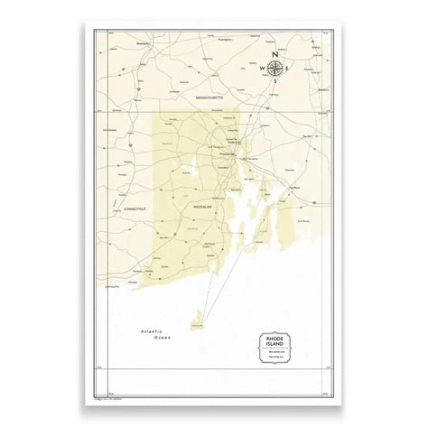 Rhode Island Map Poster - Yellow Color Splash - Conquest Maps LLC