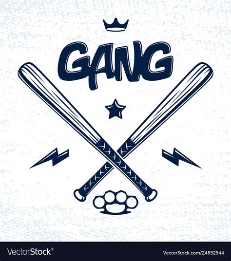 Baseball bats crossed criminal gang logo or sign Vector Image