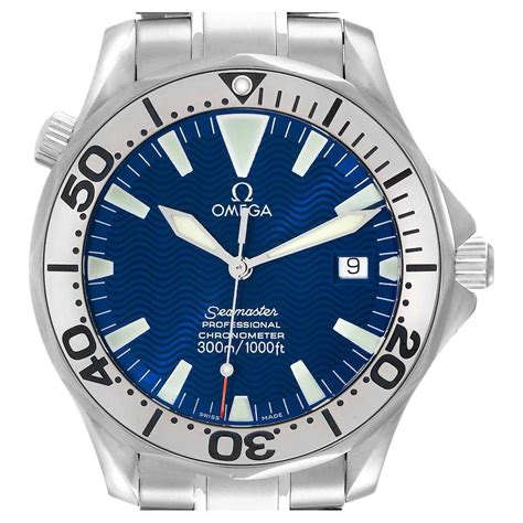 Omega Seamaster Bond 300m Blue Wave Dial Mens Watch 2221.80.00 For Sale at 1stDibs