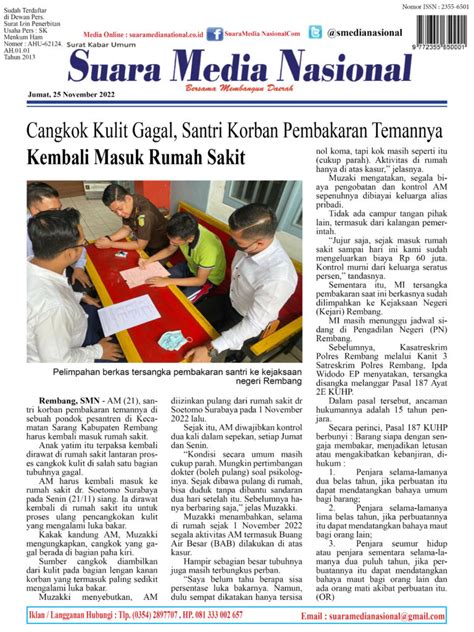 Cangkok Kulit Gagal, Santri Korban Pembakaran Temannya Kembali Masuk Rumah Sakit ...