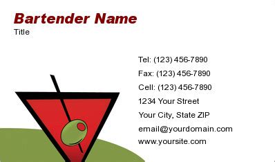 Bartender Business Cards - Business cards for Bartnders