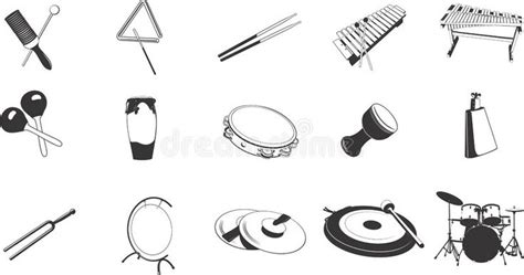 Percussion instruments icons. Black and white illustration of various musical in #Sponsored ...