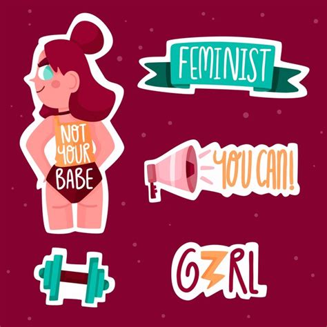 Free Vector | Collection of empowering feminist stickers