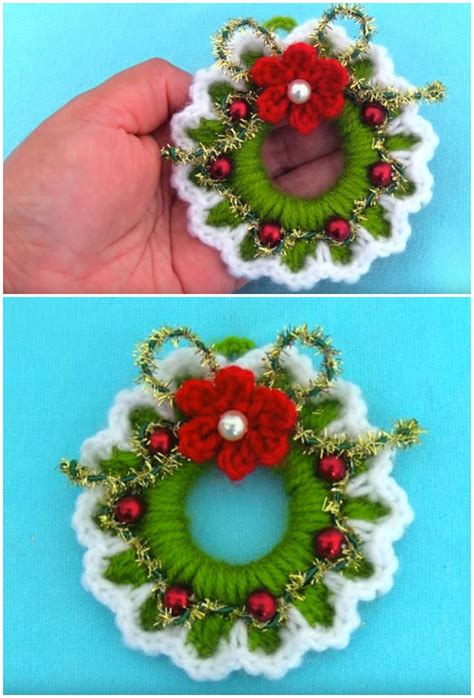 How To Crochet Tiny Christmas Wreath - Crochet Ideas #christmaswreaths ...