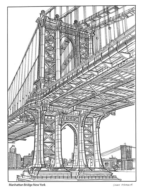 Manhattan Bridge Drawing at PaintingValley.com | Explore collection of Manhattan Bridge Drawing