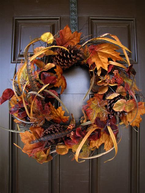 Autumn Leaves and Pinecones Wreath Fall Leaves Wreath