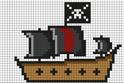 Piratenschiff Pixel Art - Einfache Vorlage zum Zeichnen