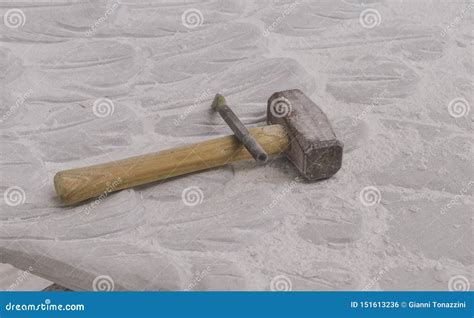Stone Carving Tools on a White Marble Sculpture. Stock Photo - Image of working, italy: 151613236