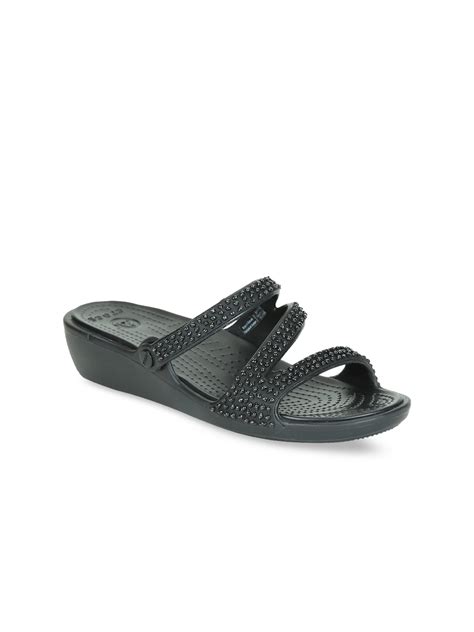 Buy Crocs Women Black Solid Sandals - Heels for Women 9054973 | Myntra