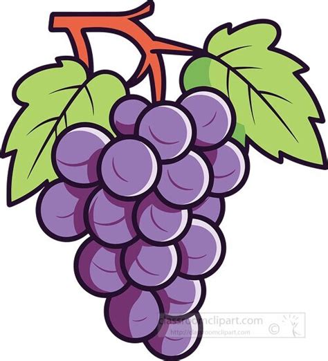 Fruit Clipart-sweet fresh grapes with leaf and stem clip art