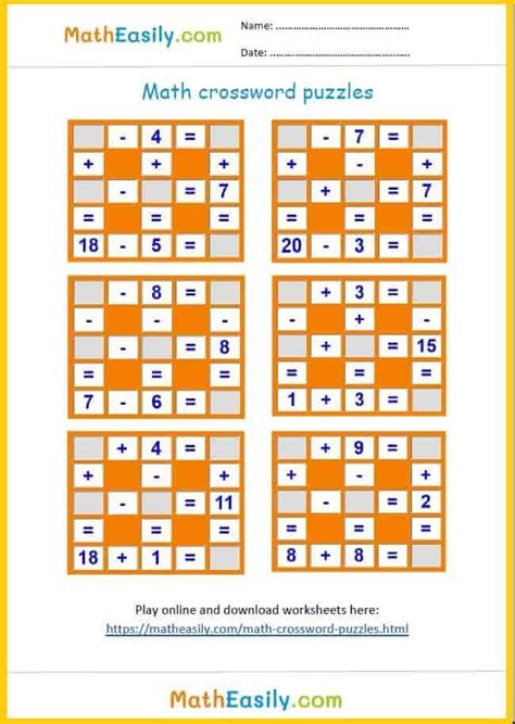 Simple maths puzzles with answers: games and worksheets