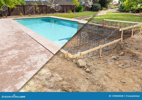 Before and after Pool Build Construction Site Stock Photo - Image of build, construction: 139004048