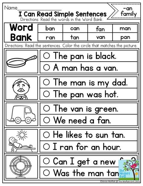 I Can Read Simple Sentences with CVC word families. Read the sentences ...