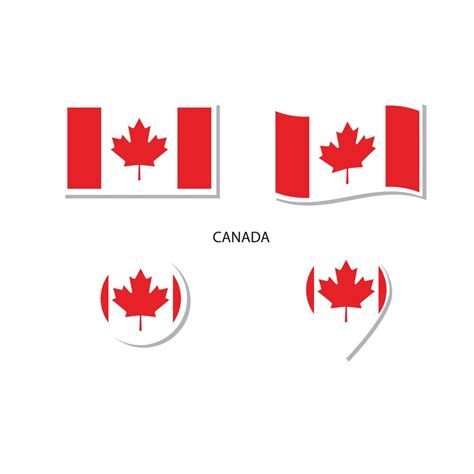 Canada flag logo icon set, rectangle flat icons, circular shape, marker ...