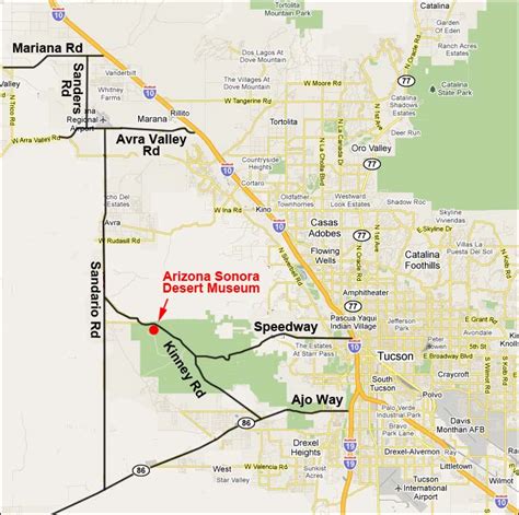 Birding Around Las Vegas, Favorite Places Far Away, Arizona-Sonora Desert Museum Map