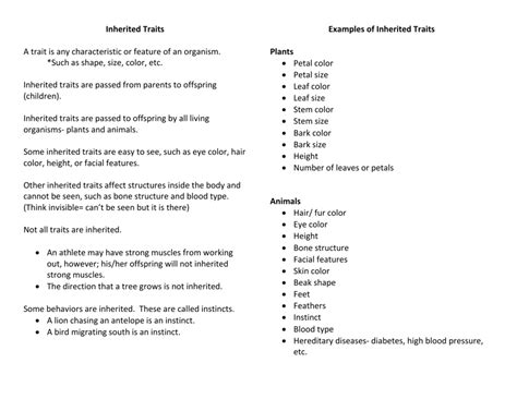 Inherited Traits and Learned Behaviors Notes