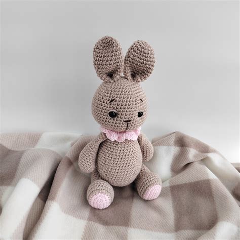 bunny crochet toy pink bunny beige crochet animal photo prop - Inspire ...