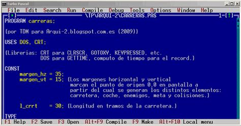 Arqui2: ANEXO: Juego de carreras en Turbo Pascal