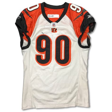 Lot Detail - Justin Smith 12/2/1007 Cincinatti Bengals Game Used Road Jersey - Great Use, Photo ...