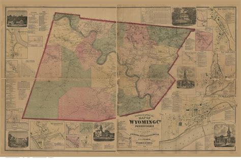 Wyoming County Pennsylvania Ca. 1869 Wall Map With Homeowner - Etsy