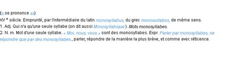 Monosyllabe : La définition