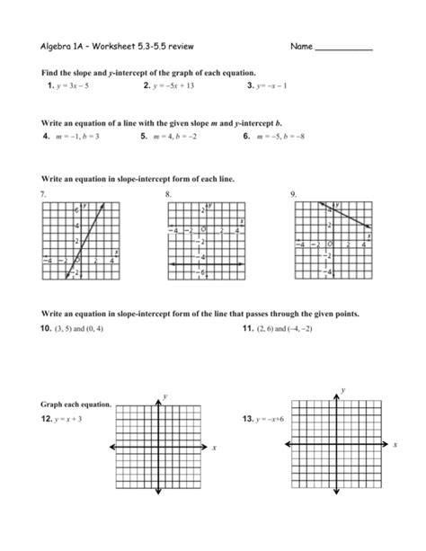 Algebra 1 Slope Intercept Form Worksheet 1 Answer Key — db-excel.com