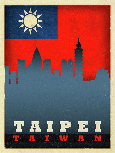 Taipei Taiwan City Skyline Flag Mixed Media by Design Turnpike - Fine Art America