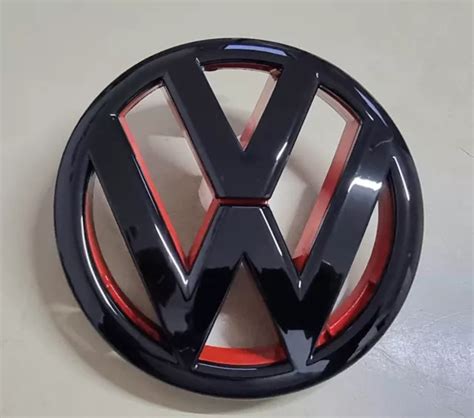 VW POLO 6R Front Bumper Bonnet Grille Badge Gloss Black Red Vw Logo ...