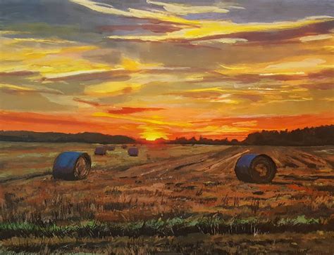 The Farm at Sunset, 8x10 Print From Original Acrylic Painting. - Etsy