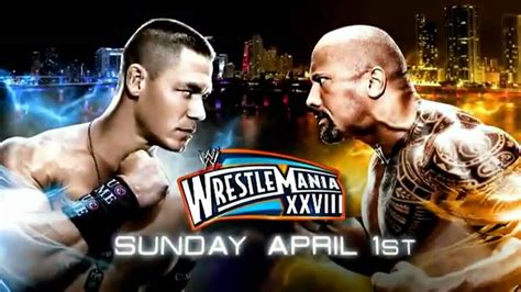 WWE WrestleMania 28 - The Rock Vs John Cena Official Match Card *HD ...