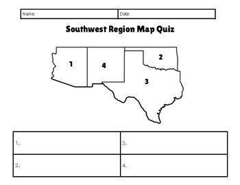 US Regions Map Quizzes w/ Answer Keys by Miss Millie Makes Things