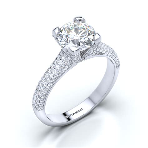 Pave Band Solitaire Ring - Diamond Ring