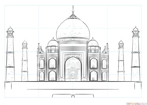 How to draw the Taj Mahal | Step by step Drawing tutorials | Taj mahal ...