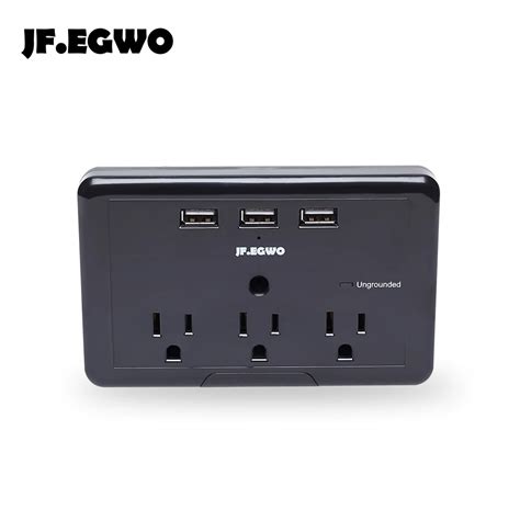 USB wall socket Surge Protector Wall Mount with 3 AC Outlet Socket 3 ...