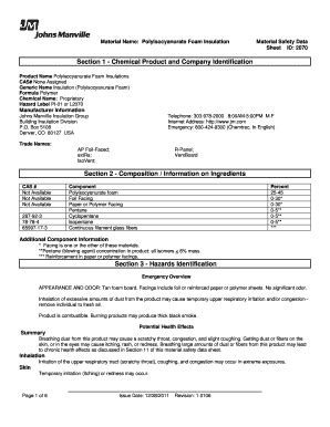 Fillable Online Material Name Polyisocyanurate Foam Insulation Fax ...