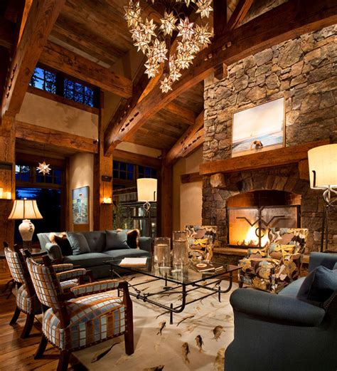 19 Stunning Rustic Living Rooms With Charming Stone Fireplace